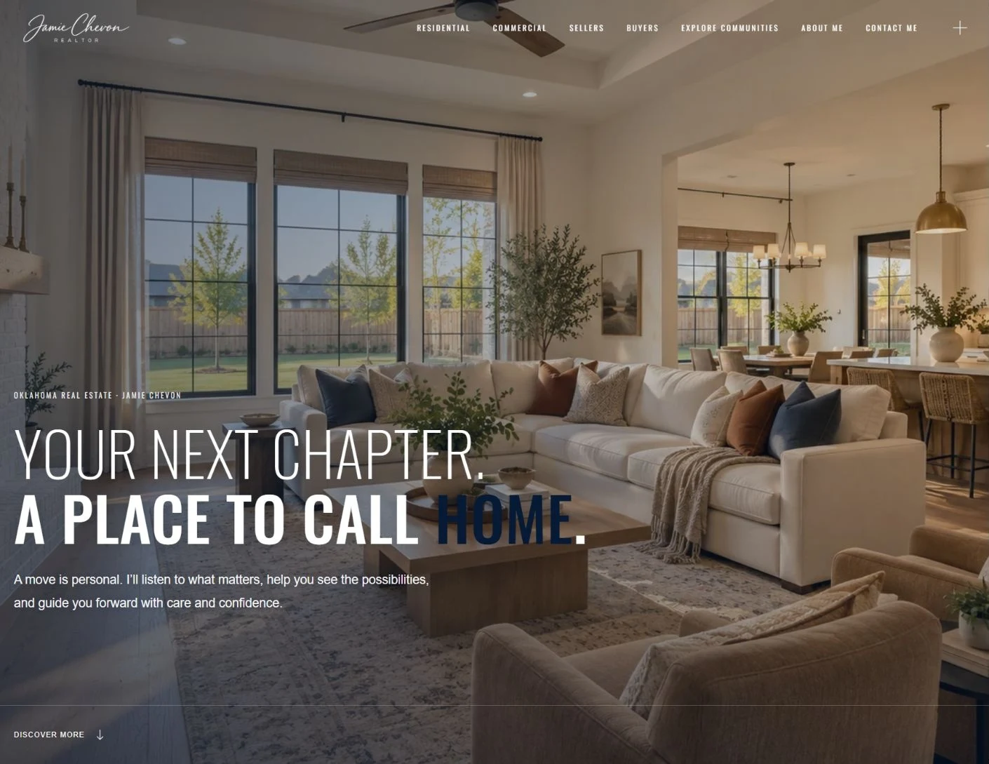 Jamie Chevon’s actual homepage with full desktop navigation