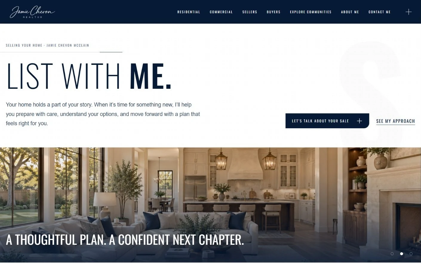 Actual Jamie Chevon website screenshot: The seller journey
