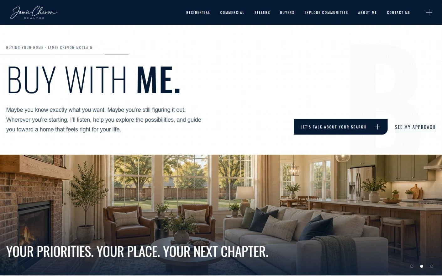 Actual Jamie Chevon website screenshot: The buyer journey